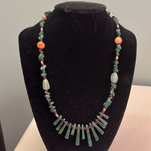 N37. Green beaded necklace.